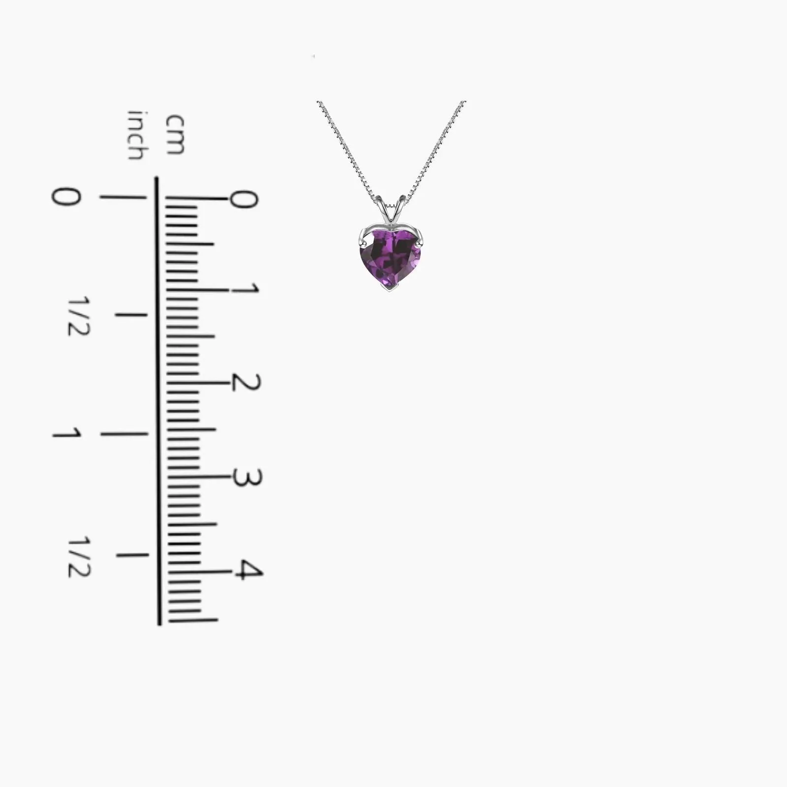 Heart Shaped Gemstone Necklace in Sterling Silver -  Amethyst