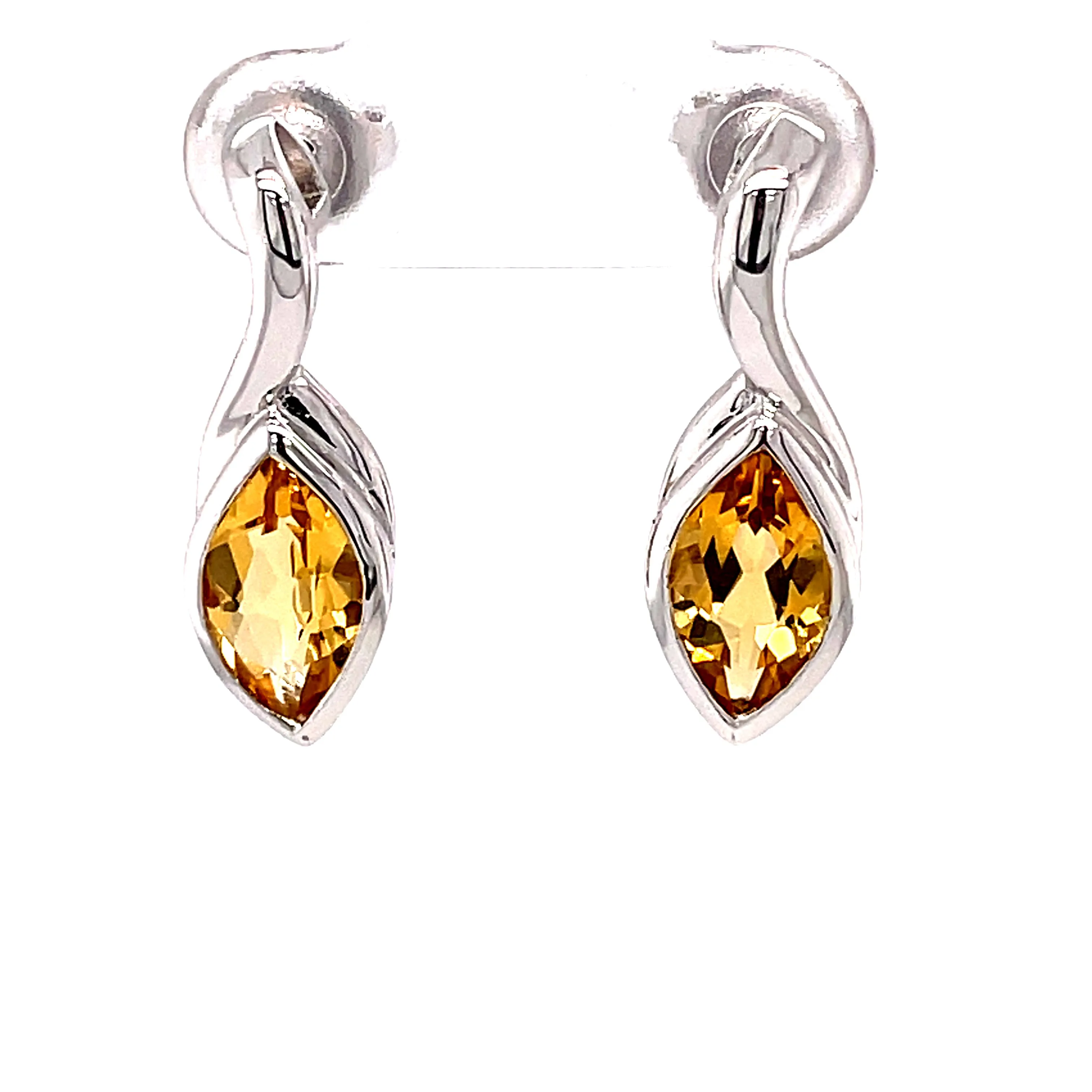 Kaleidoscope Marquise Golden Citrine Sterling Silver Stud Drops