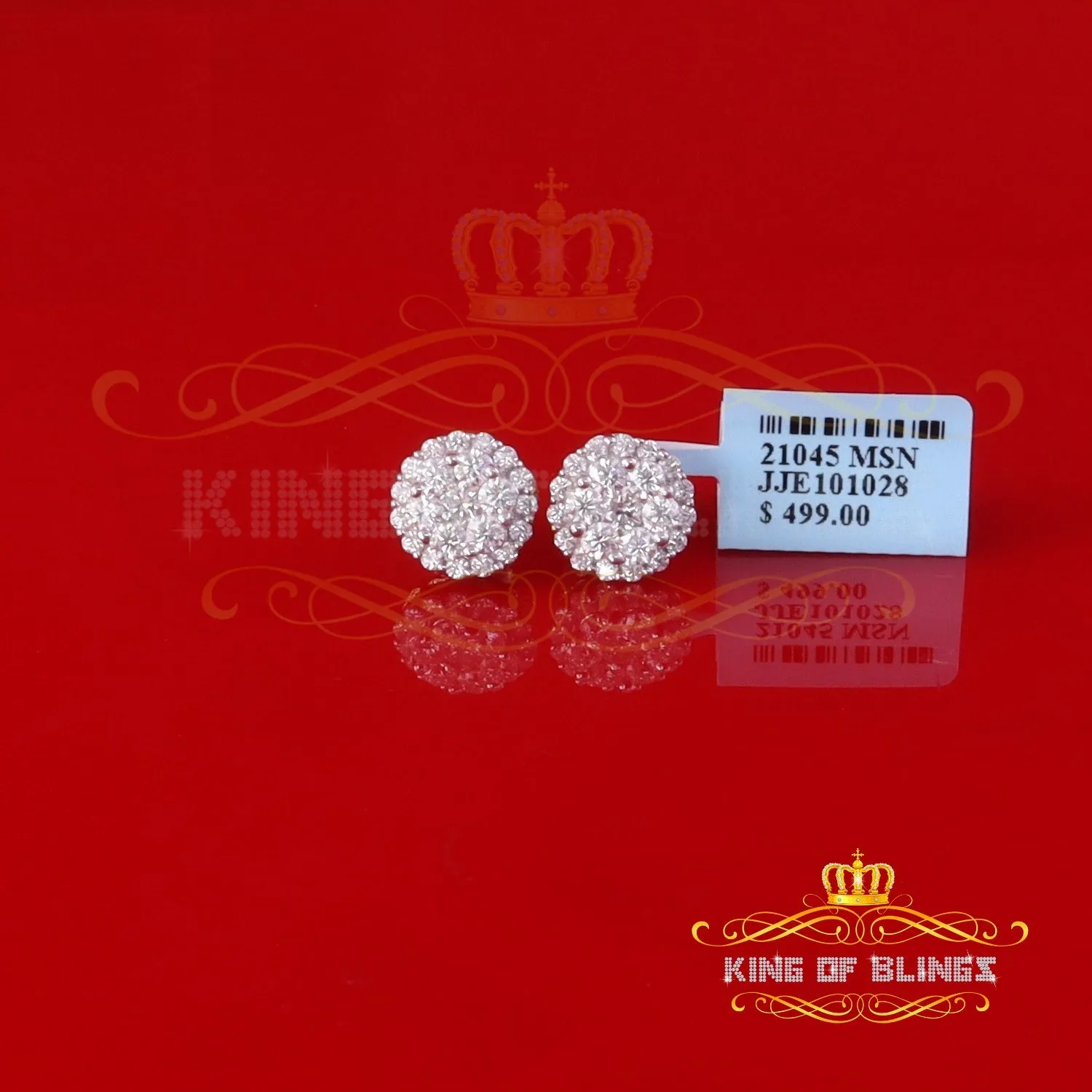 King  of Bling's Men's/Womens 925 Silver Yellow 2.00ct VVS 'D' Moissanite Round Stud Earrings