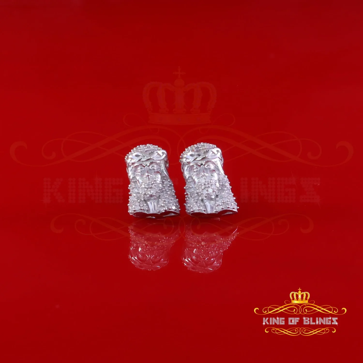 King Of Bling's New SmaLL 0.50ct Diamond 925 Silver White for Men's & Women Stud JESUS Earring