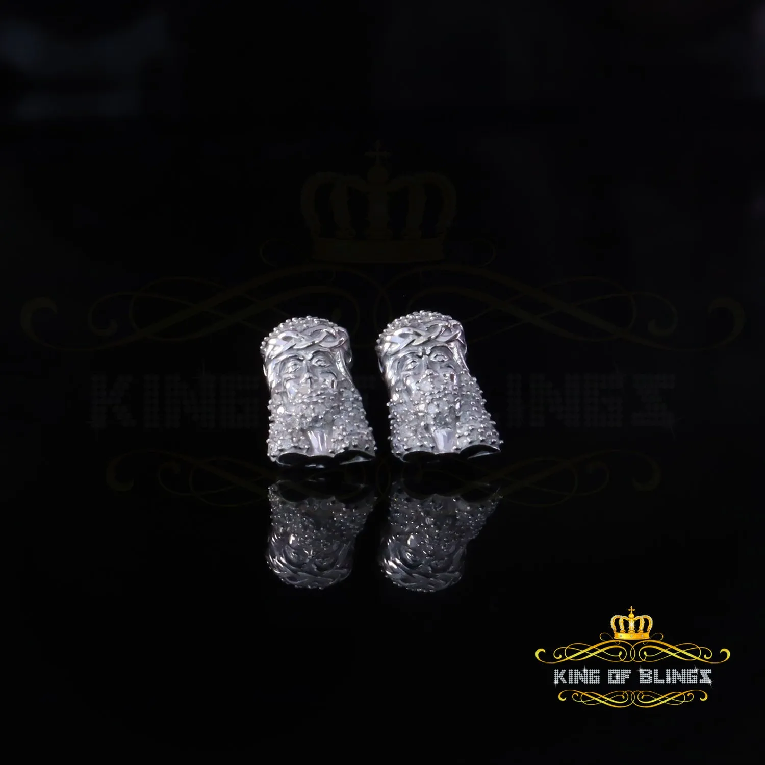 King Of Bling's New SmaLL 0.50ct Diamond 925 Silver White for Men's & Women Stud JESUS Earring