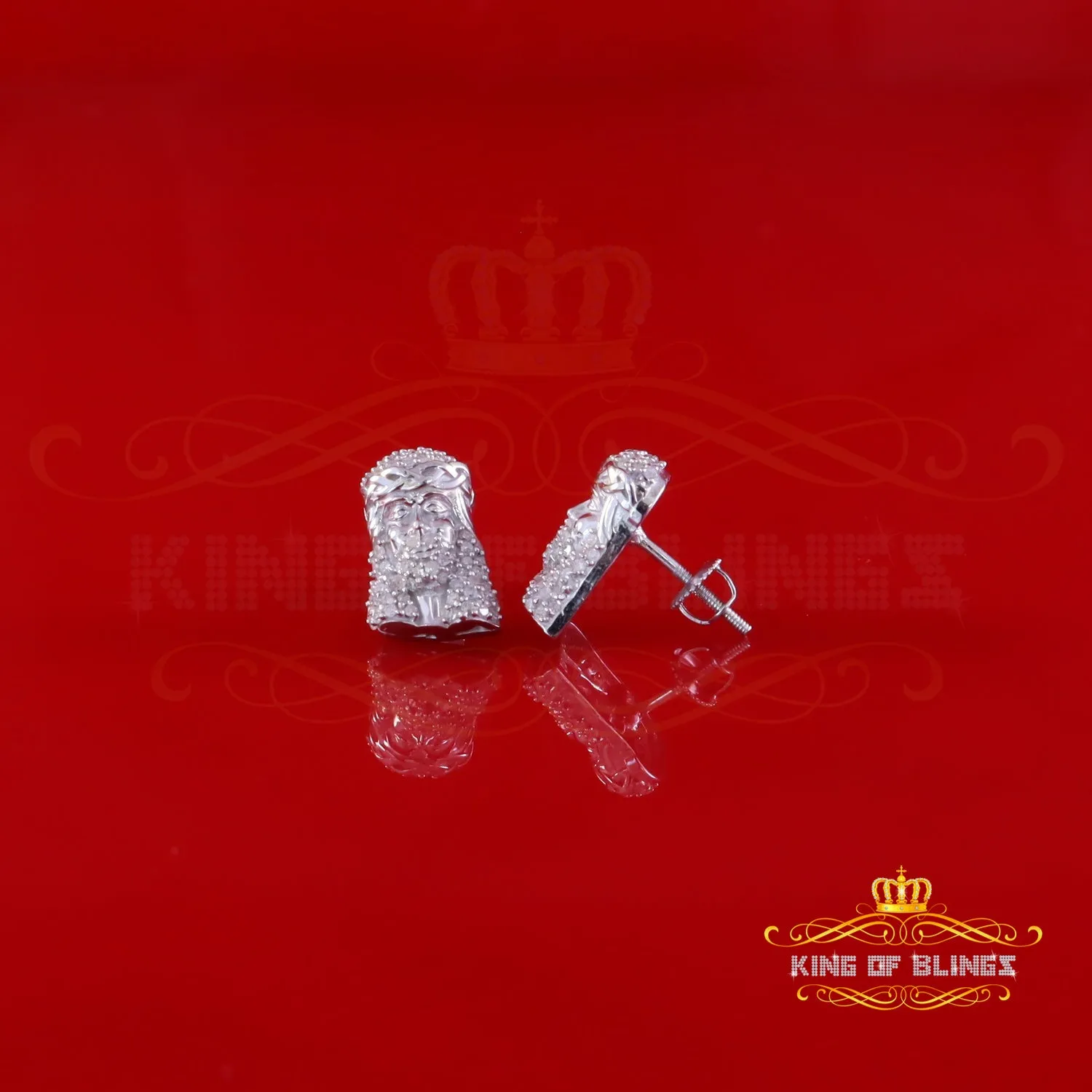 King Of Bling's New SmaLL 0.50ct Diamond 925 Silver White for Men's & Women Stud JESUS Earring