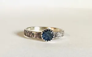 Kyanite Scroll Ring, Silver Band Ring