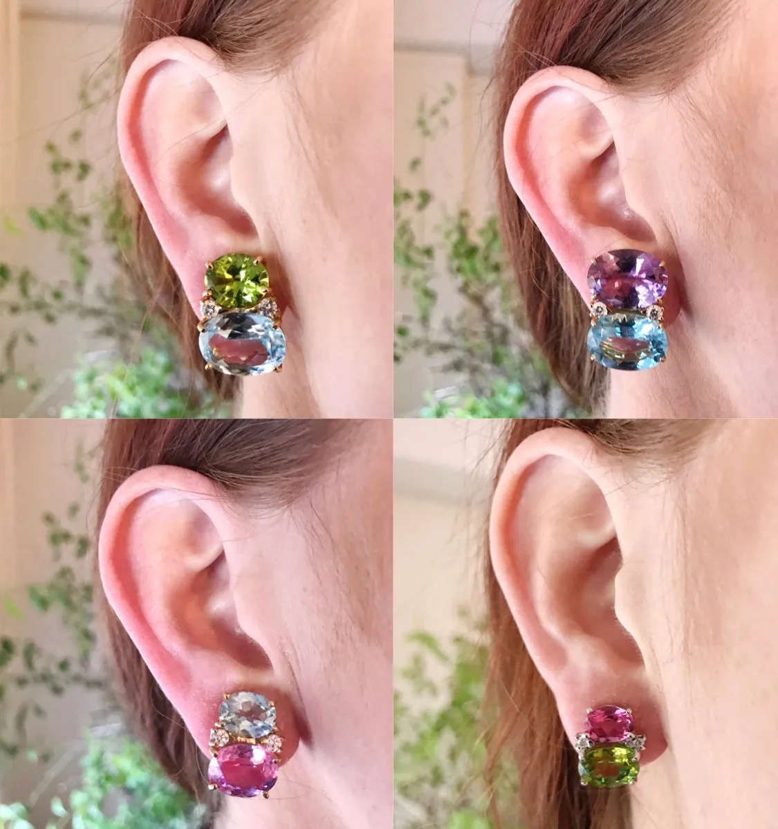 Large GUM DROP™ Earrings with Citrine and Cabochon Pink Topaz and Diamonds