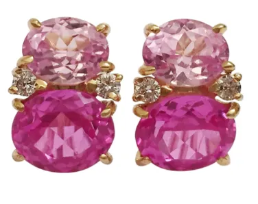 Large GUM DROP™ Earrings with Citrine and Cabochon Pink Topaz and Diamonds