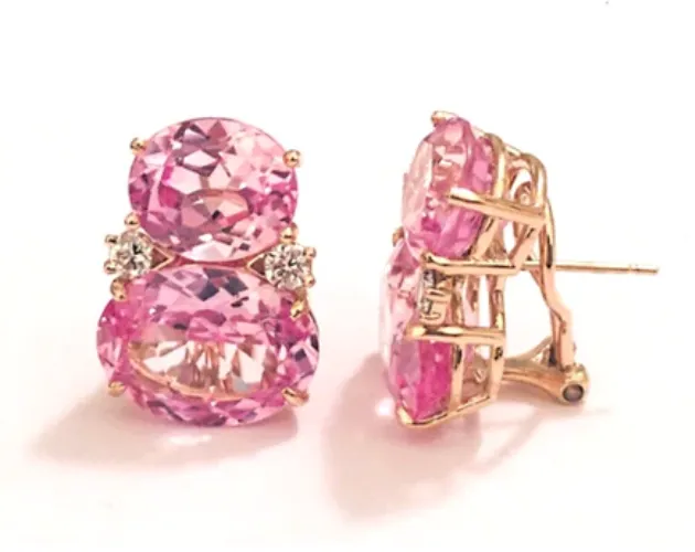 Large GUM DROP™ Earrings with Citrine and Cabochon Pink Topaz and Diamonds