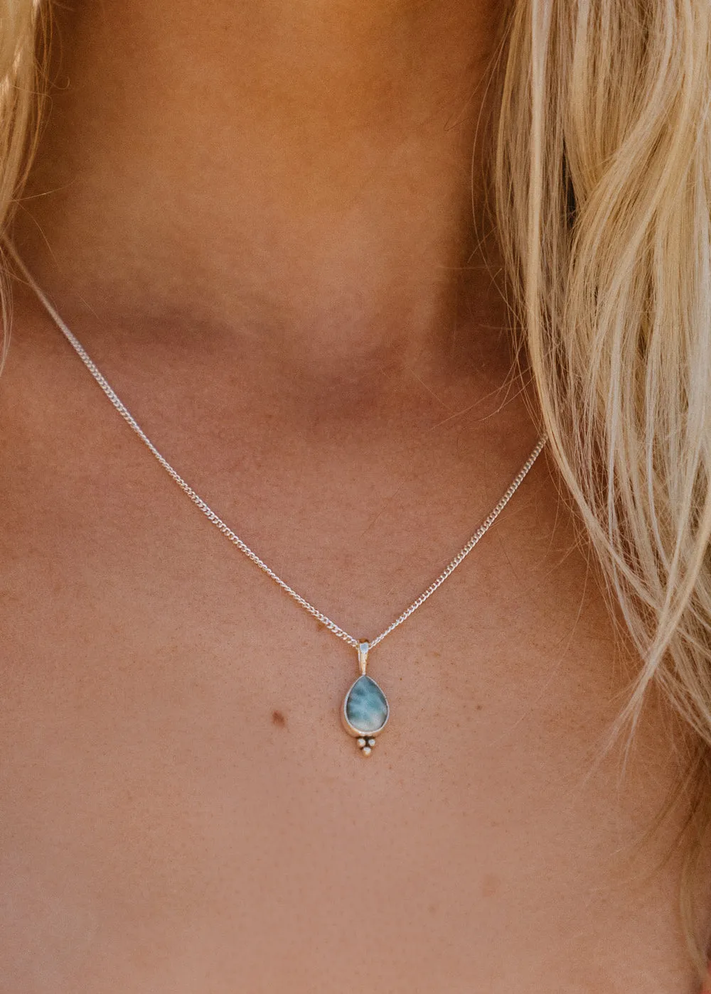 Larimar Teardrop Necklace by Tropical Tribe