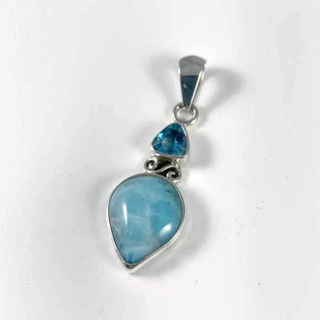 Larimar, Topaz & Sterling Silver Pendant