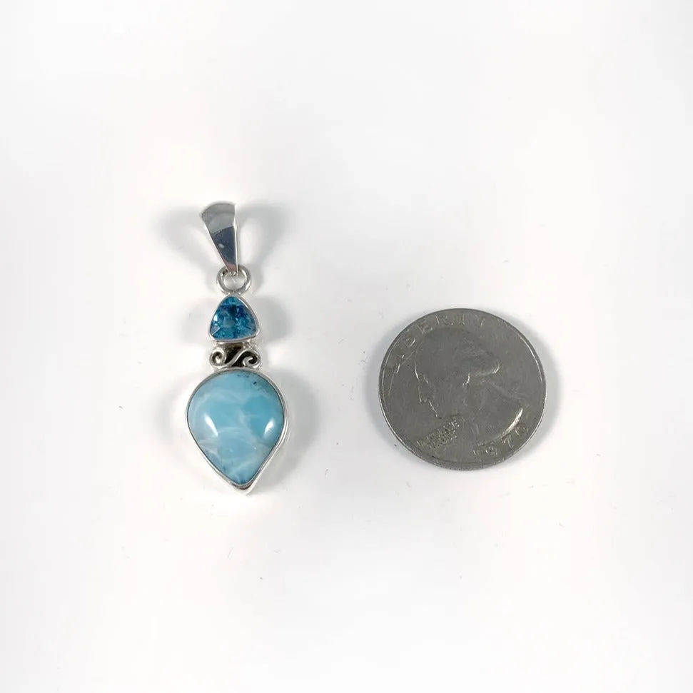 Larimar, Topaz & Sterling Silver Pendant