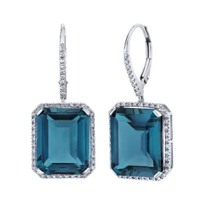 LONDON BLUE TOPAZ & DIAMOND PORTRAIT EARRINGS