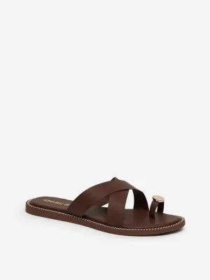 LUNA BLU Brown Toe-Ring Sandals