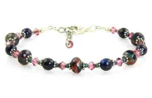 Mauve Blue Gemstone Beaded Bracelet