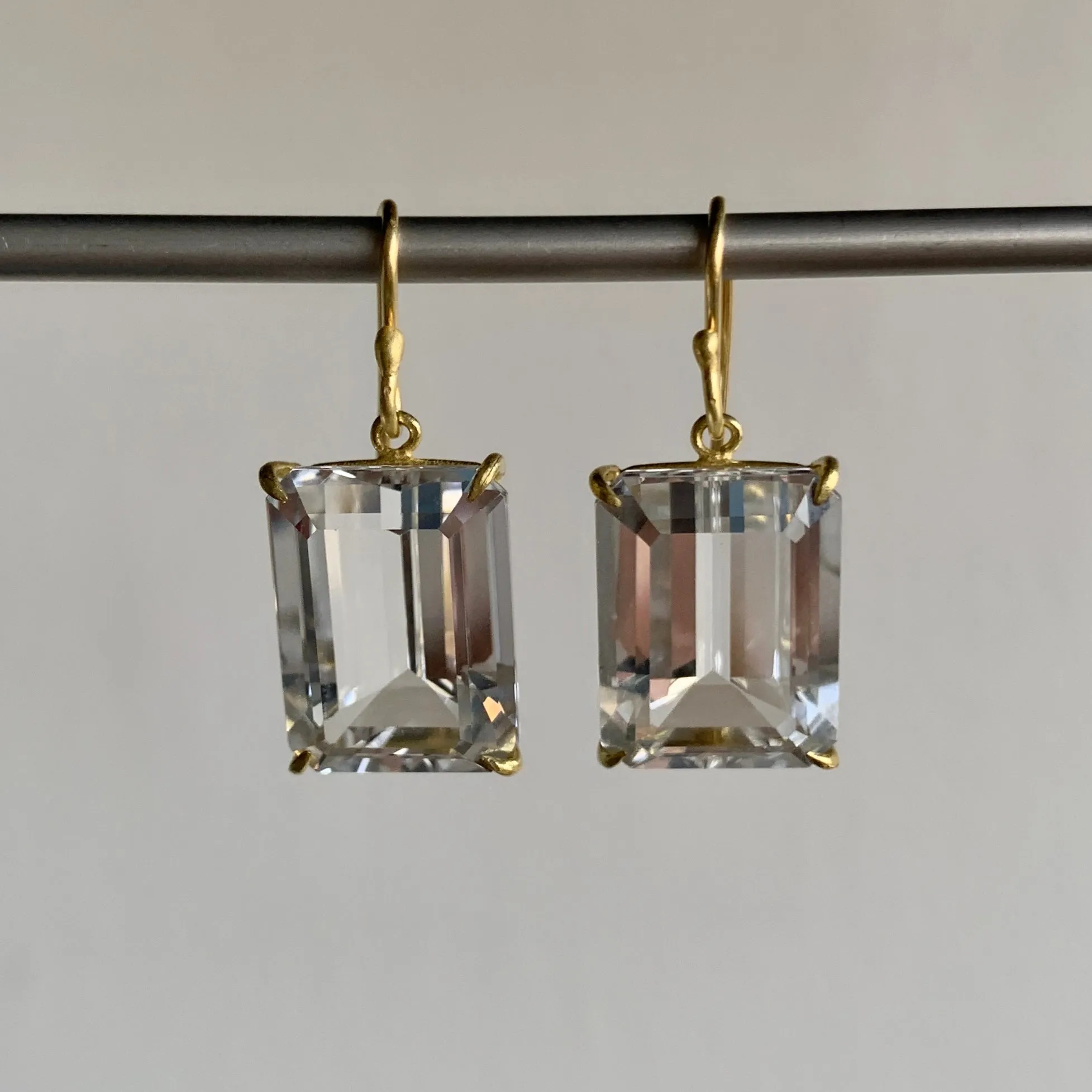 Medium Emerald Cut White Topaz Earrings