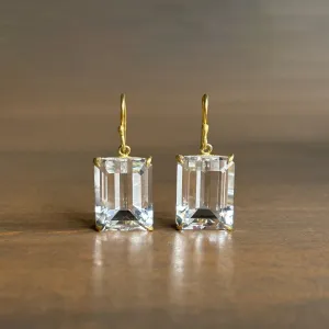 Medium Emerald Cut White Topaz Earrings