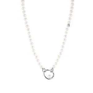 Mikimoto 18K White Gold Pearl and Diamond Necklace