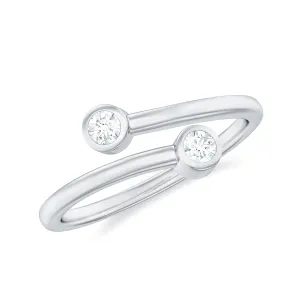 Minimal Diamond Two Stone Wrap Ring in Bezel Setting