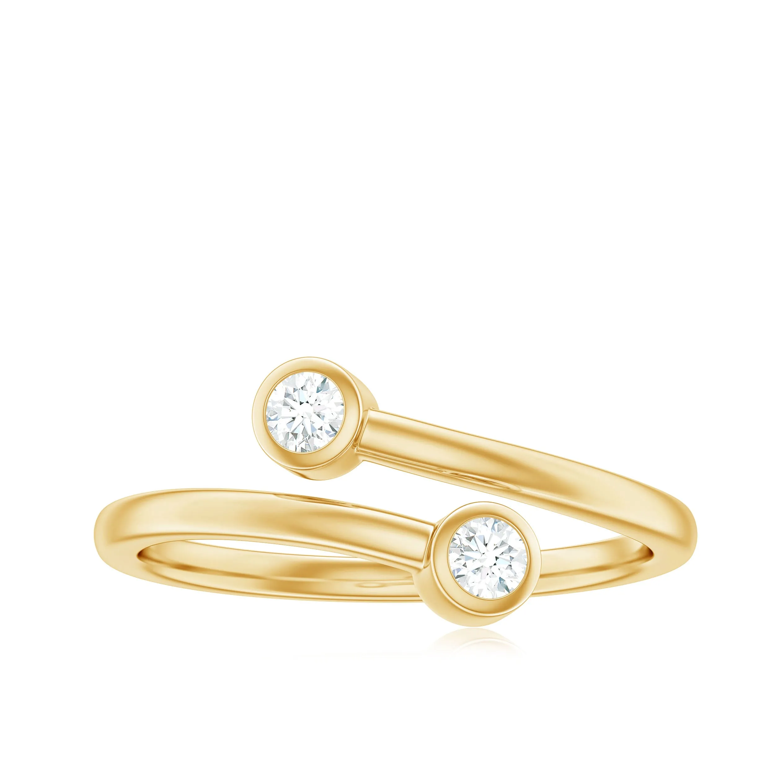 Minimal Diamond Two Stone Wrap Ring in Bezel Setting