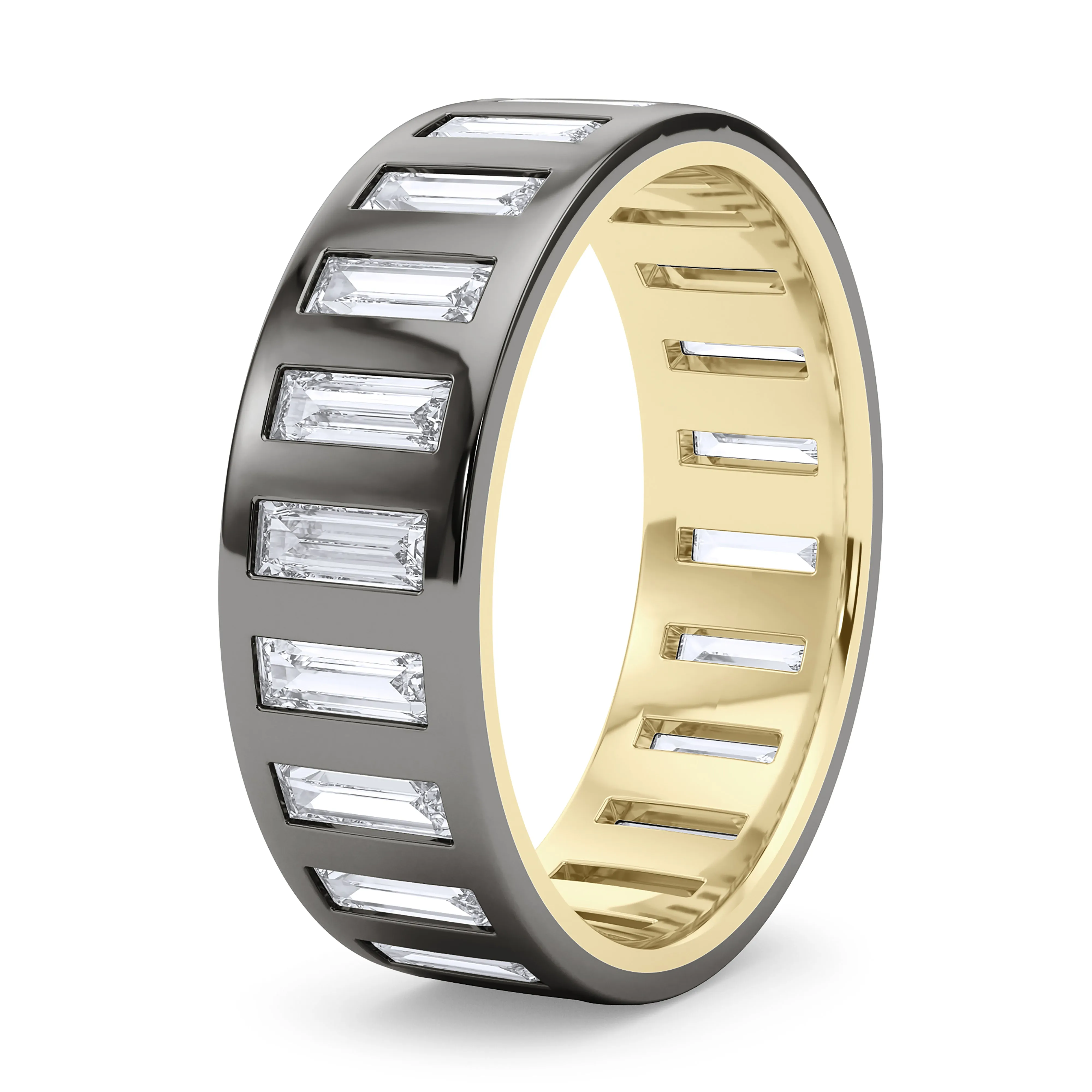 Mixed Metal Men's Vertical Baguette Band