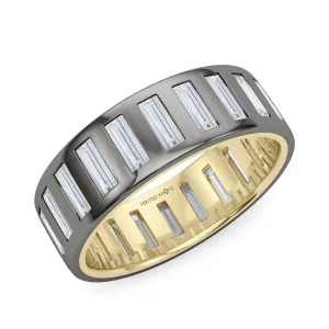 Mixed Metal Men's Vertical Baguette Band