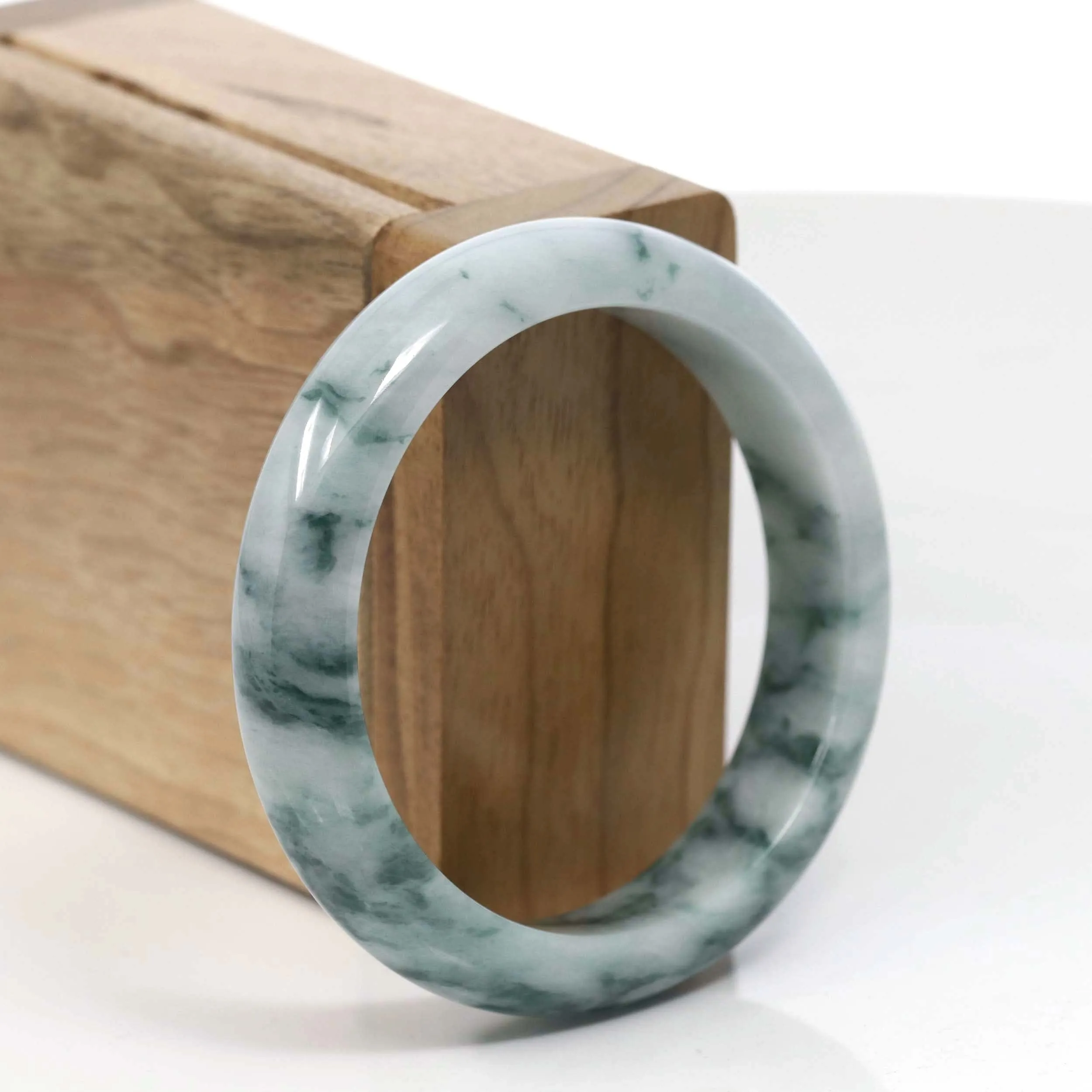 Natural Burmese Blue-green Jadeite Jade Bangle Bracelet (54.65mm)#T038