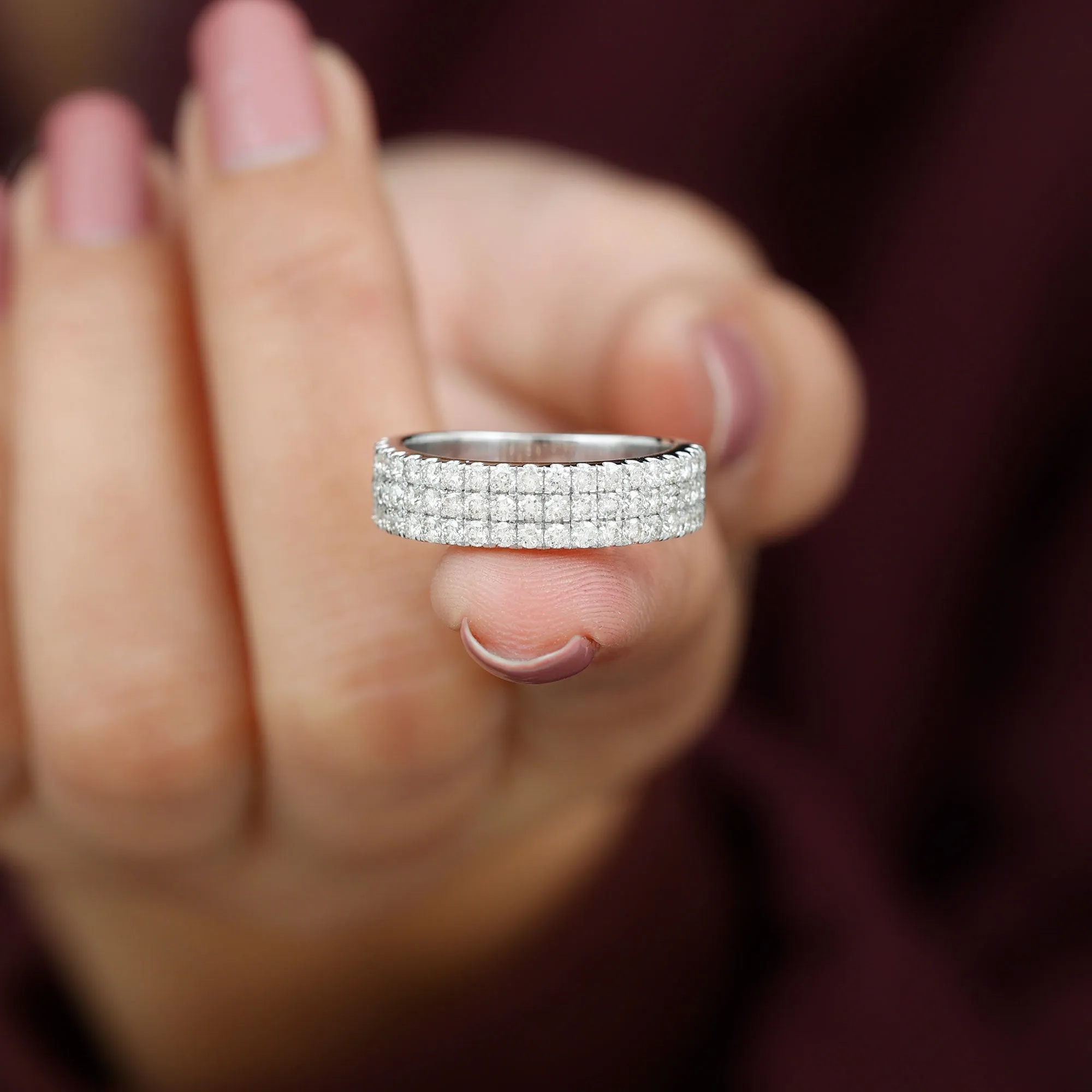 Natural Diamond Wide Half Eternity Band Ring