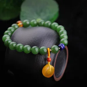 Natural Jade Bracelet Nephrite Beeswax Bracelet NB148