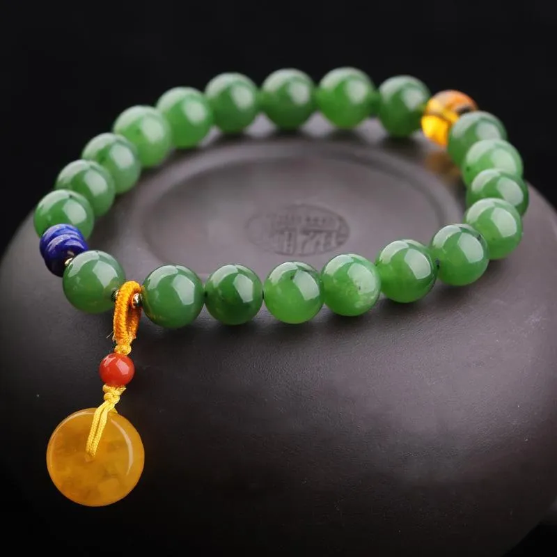 Natural Jade Bracelet Nephrite Beeswax Bracelet NB148