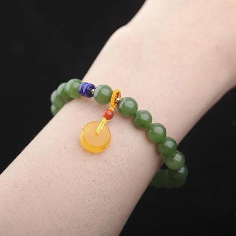 Natural Jade Bracelet Nephrite Beeswax Bracelet NB148