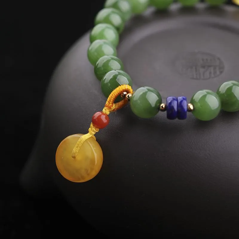 Natural Jade Bracelet Nephrite Beeswax Bracelet NB148