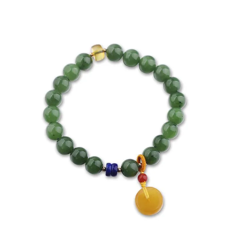 Natural Jade Bracelet Nephrite Beeswax Bracelet NB148