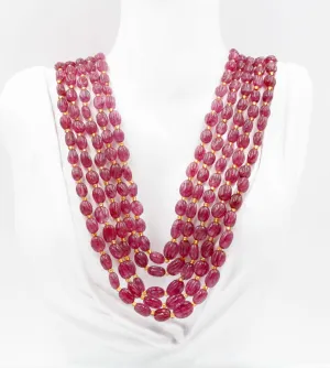 Natural Quartz Necklace Pink Quartz Genuine Gemstone Necklace Red Quartz Necklace Beaded Red Necklace Red Sarafa Indian Necklace SKU 6142901