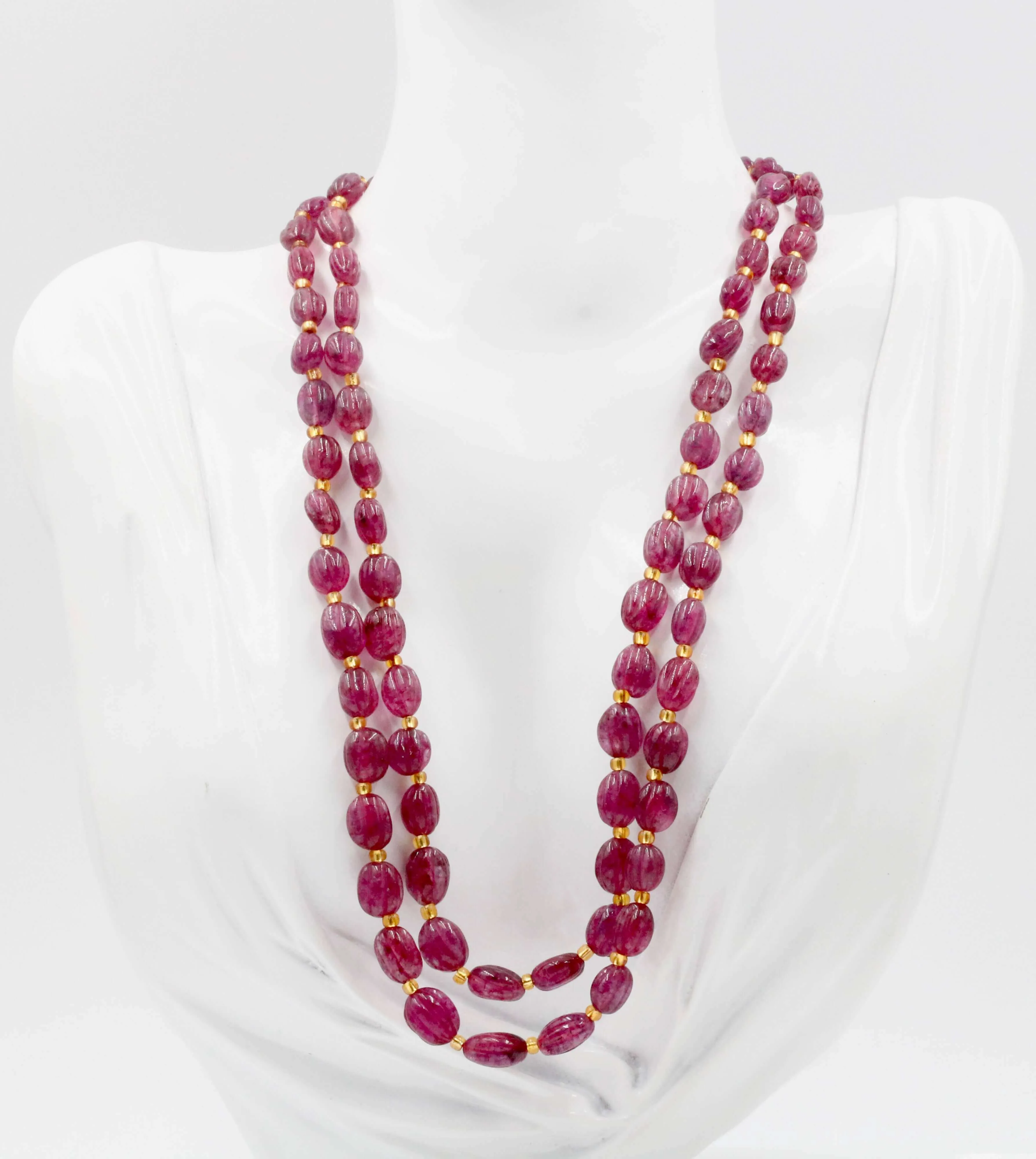 Natural Quartz Necklace Pink Quartz Genuine Gemstone Necklace Red Quartz Necklace Beaded Red Necklace Red Sarafa Indian Necklace SKU 6142901