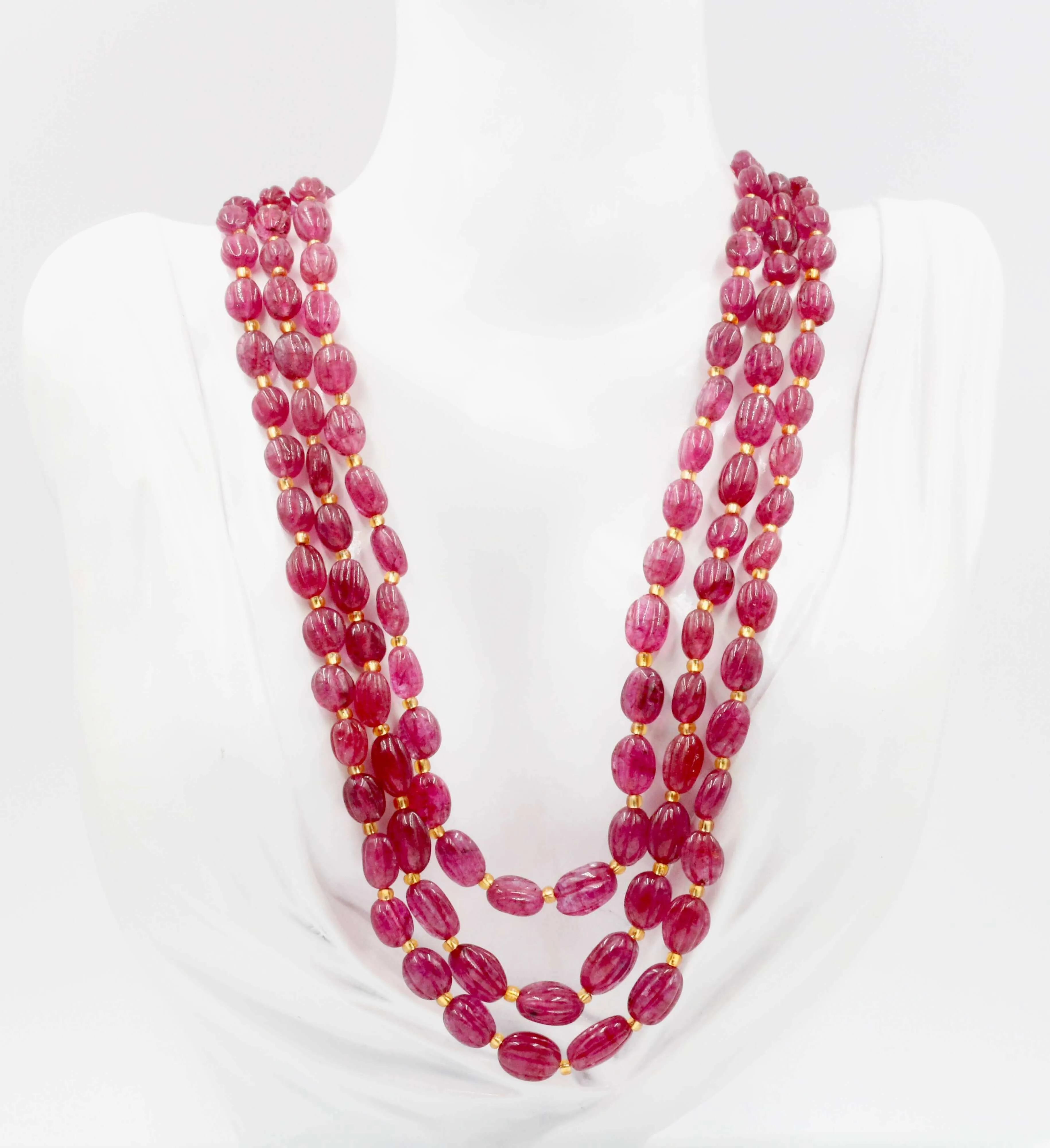 Natural Quartz Necklace Pink Quartz Genuine Gemstone Necklace Red Quartz Necklace Beaded Red Necklace Red Sarafa Indian Necklace SKU 6142901