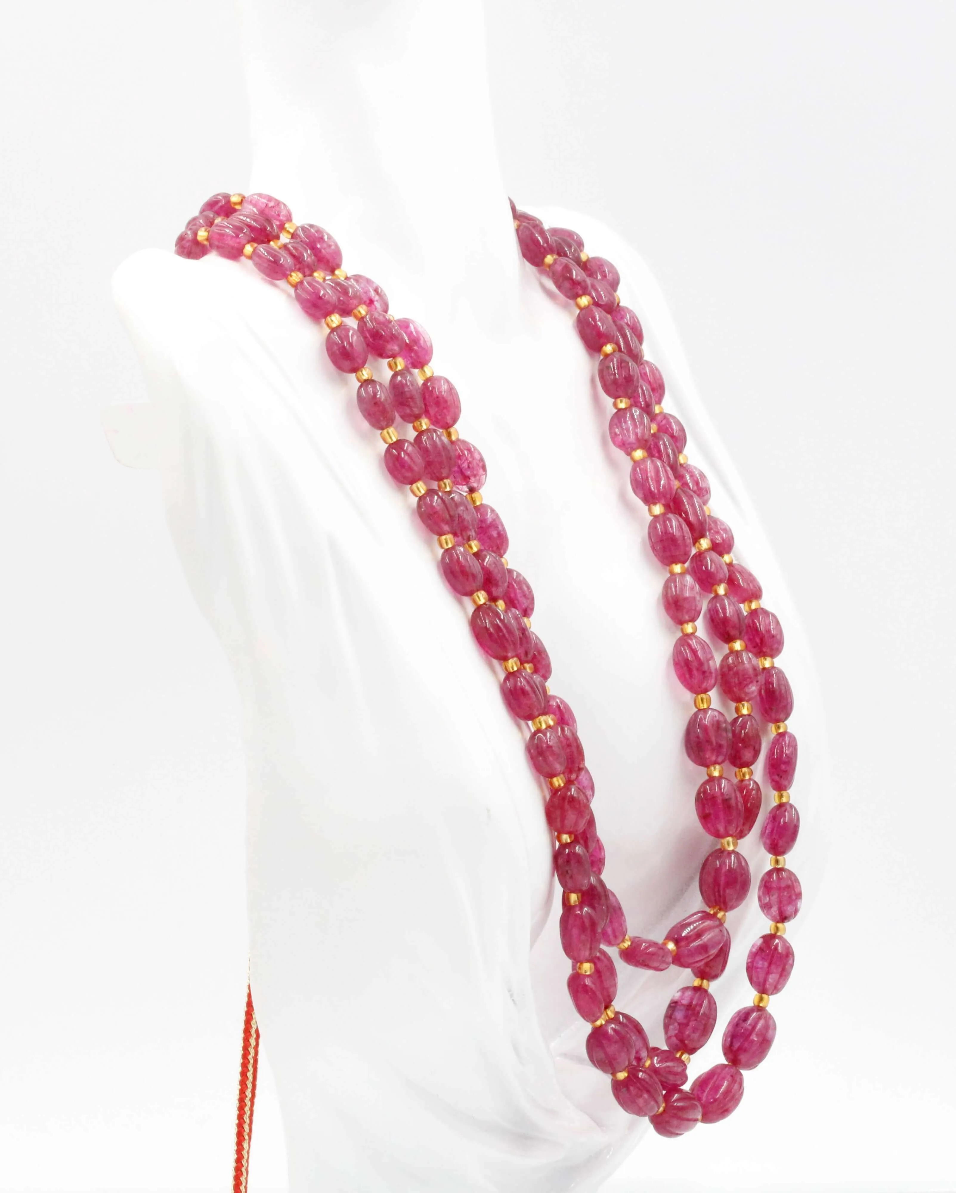 Natural Quartz Necklace Pink Quartz Genuine Gemstone Necklace Red Quartz Necklace Beaded Red Necklace Red Sarafa Indian Necklace SKU 6142901