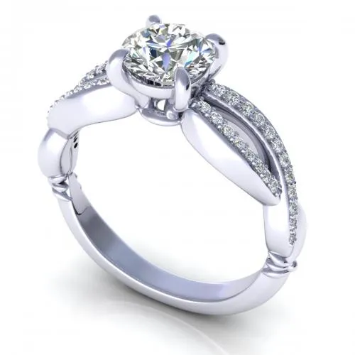 No Risk 0.75 CT Round Cut Diamond Engagement Ring in 14KT White Gold