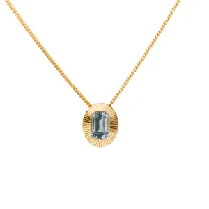 North/South Oval Aurora Necklace with Light Blue Emerald Cut Montana Sapphire