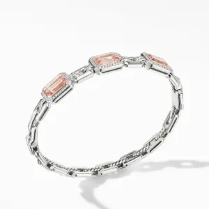 Novella Three Stone Bracelet with Morganite, Pave Diamonds and 18K Rose Gold