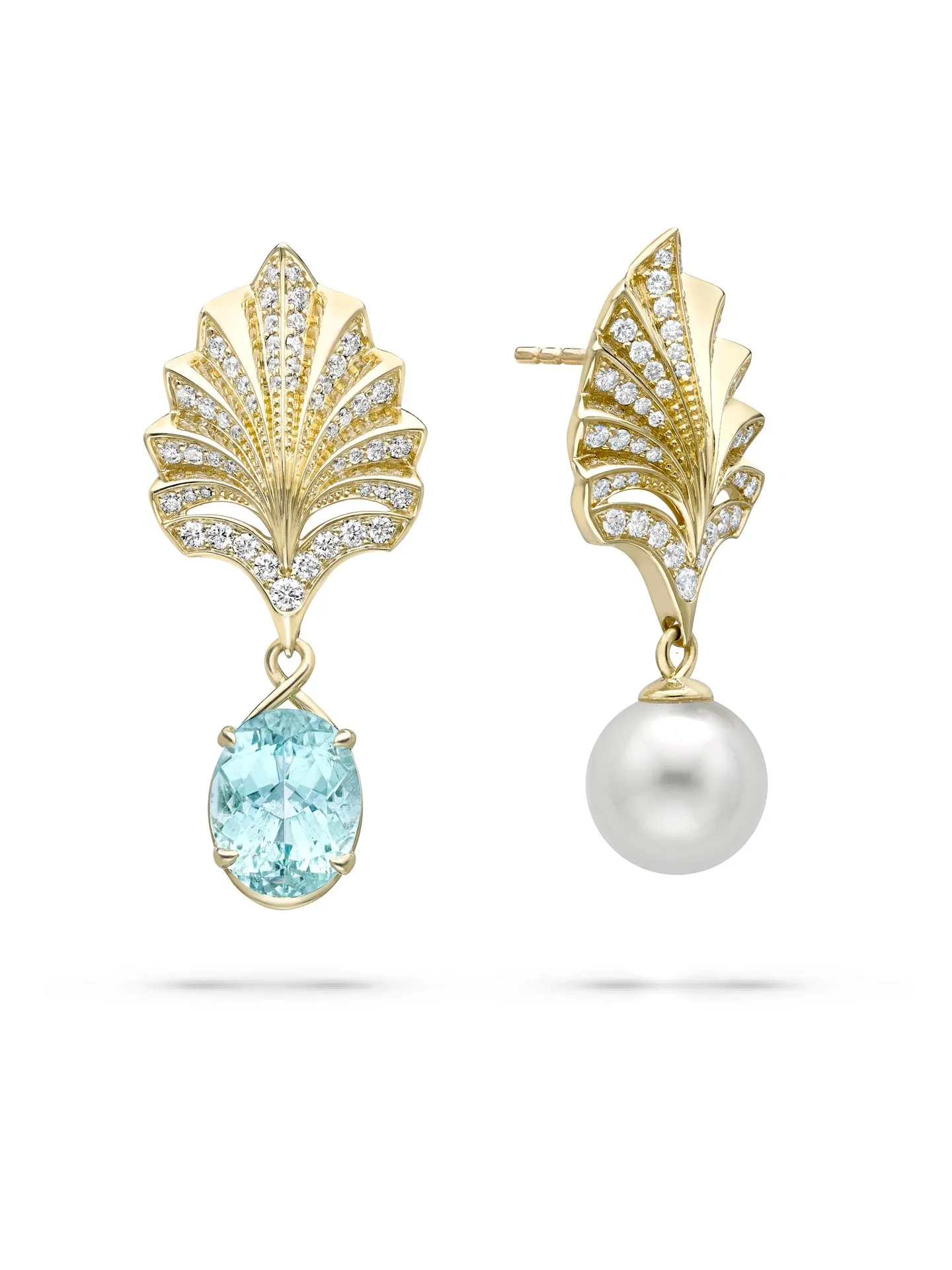 Olympian Paraiba Pearl Yellow Gold Earrings