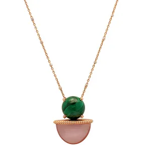 ONE OF A KIND: “Prosperity Pot” Rose Quartz Necklace   Malachite