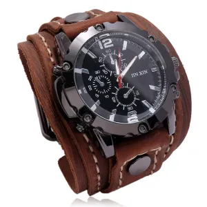 Ornament Vintage Handmade Stitching Watch European and American Men's Leather Bracelet