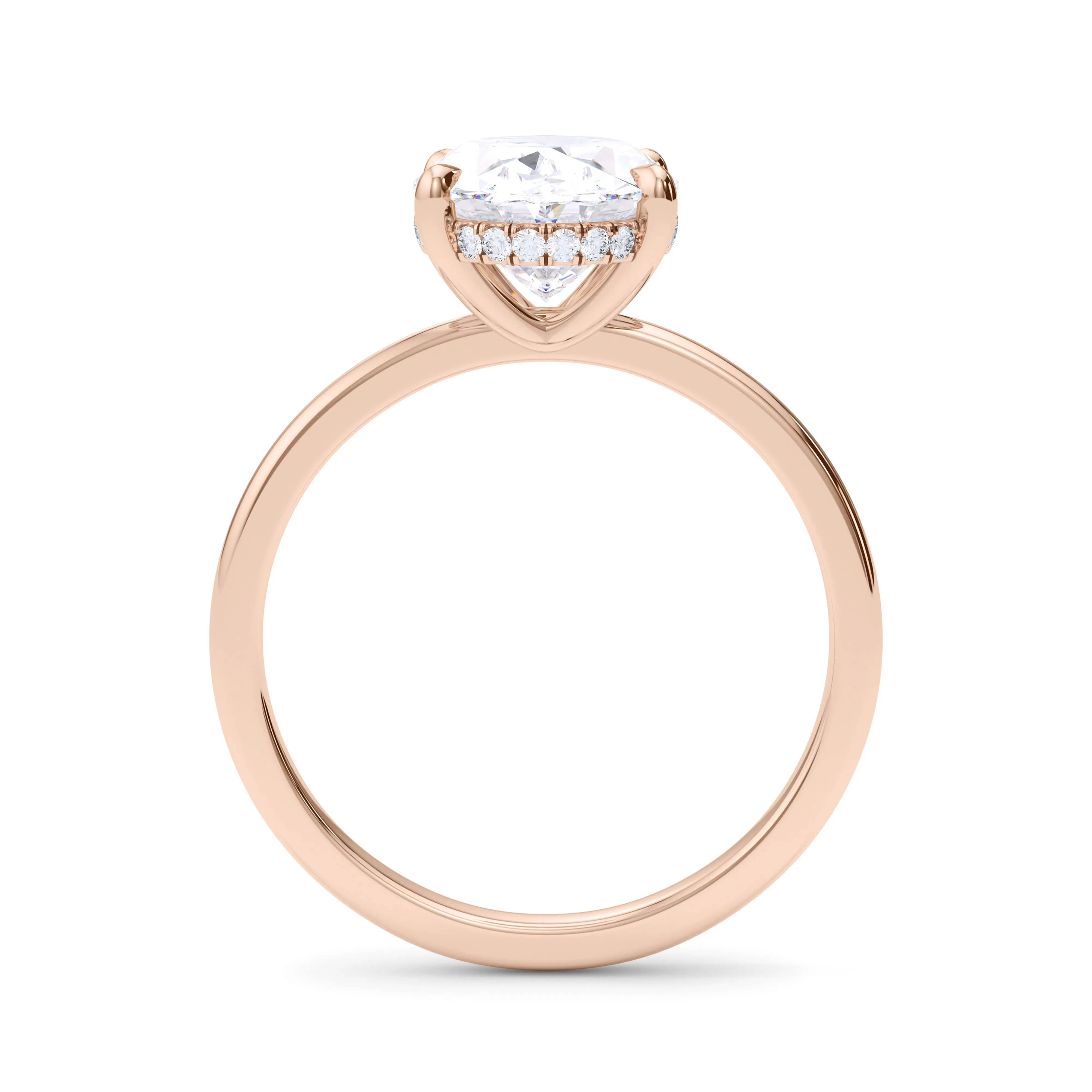 Oval Cut Hidden Halo Diamond Ring