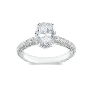 Oval Diamond Engagement Ring with Pave Diamond Shank