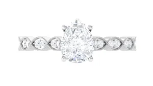 Pear Shape Lab Grown Diamond Scalloped Solitaire Ring