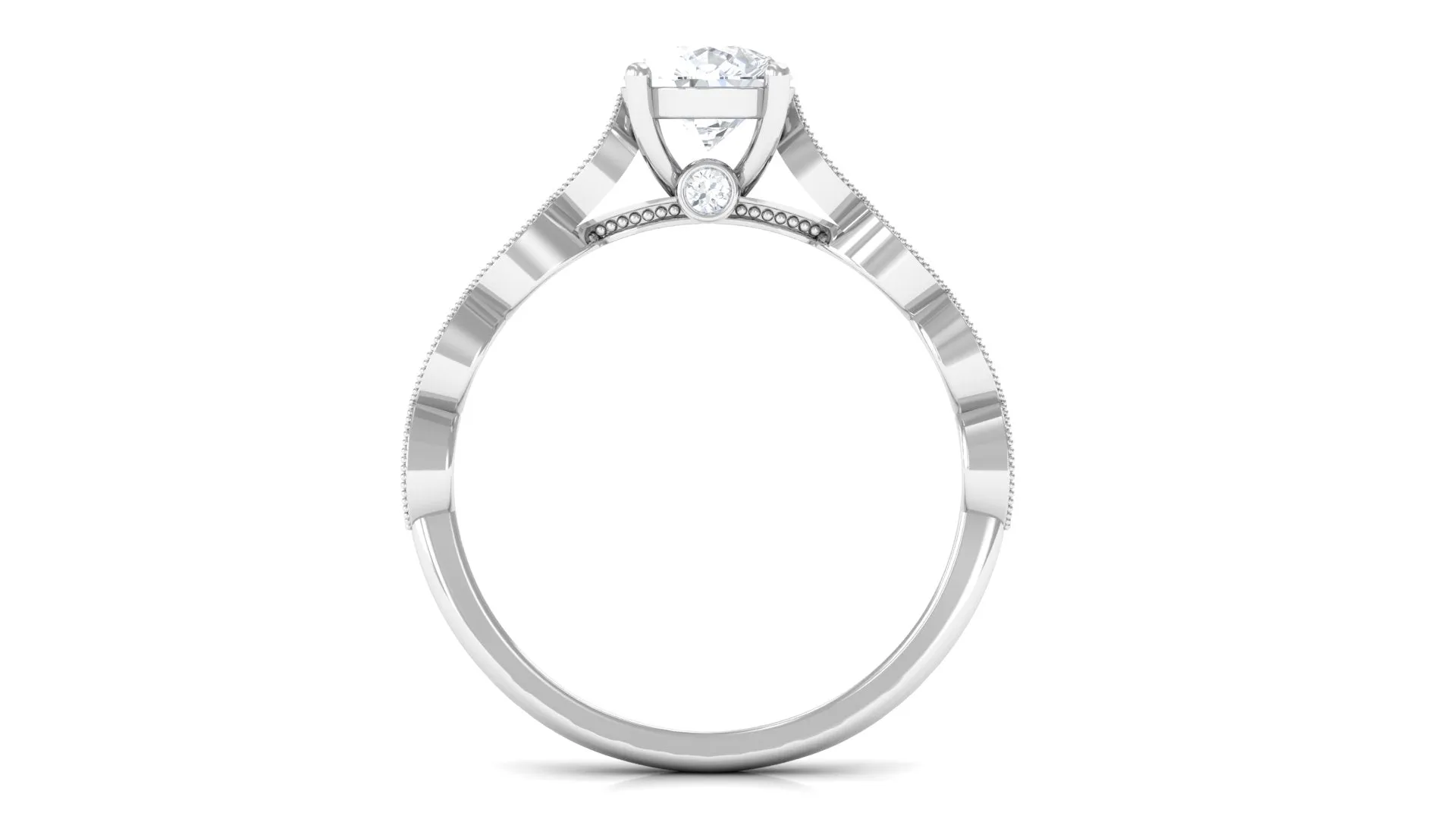 Pear Shape Lab Grown Diamond Scalloped Solitaire Ring