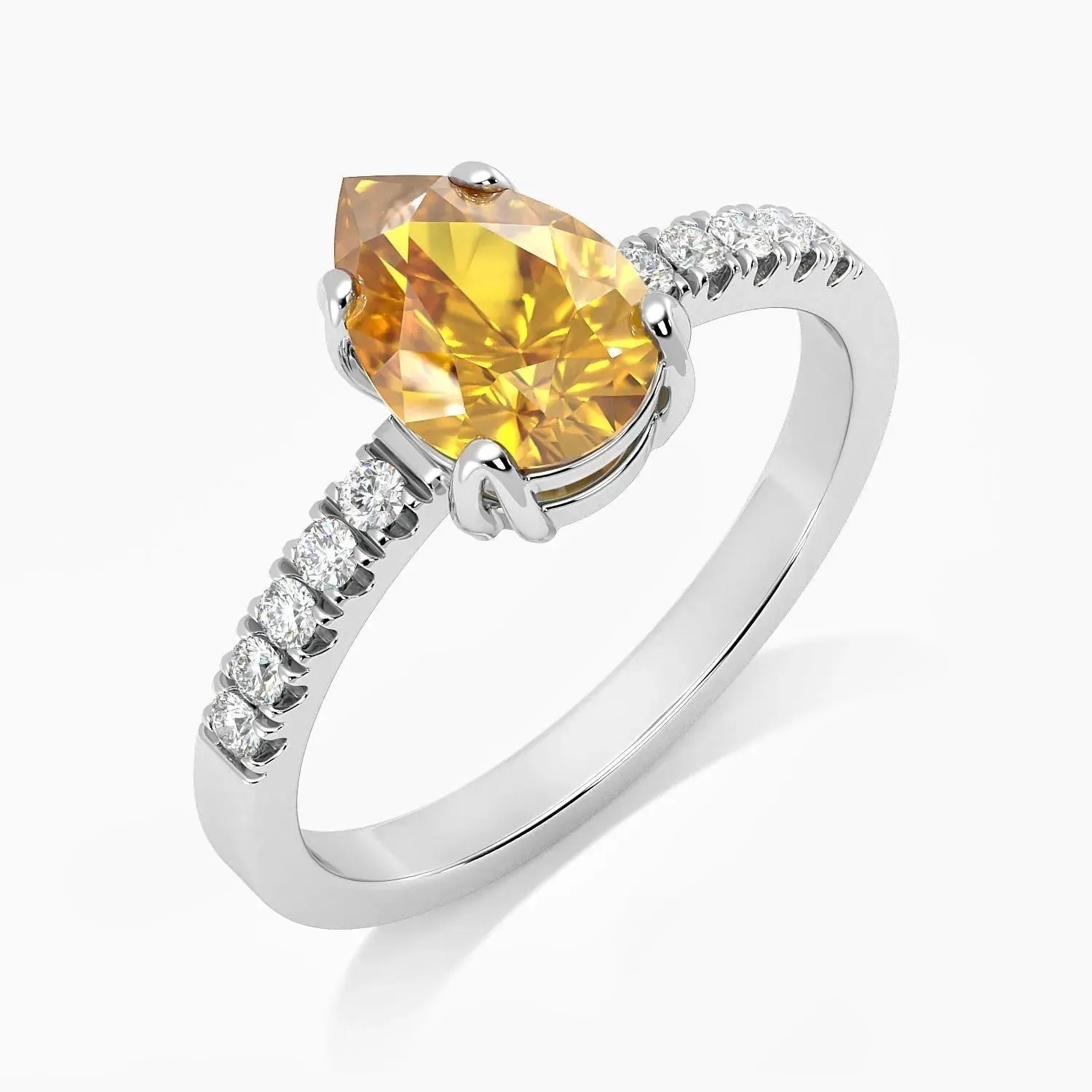 Pear Shaped Citrine Ring in 925 Silver | Irosk Australia ®