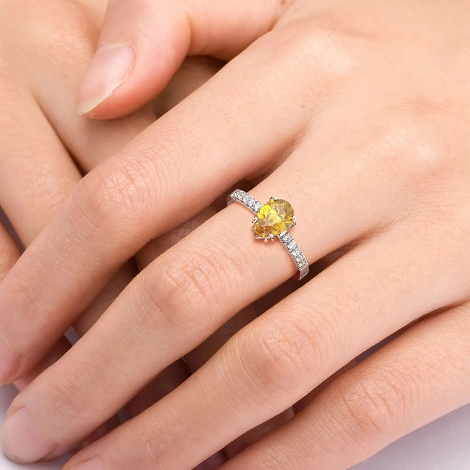 Pear Shaped Citrine Ring in 925 Silver | Irosk Australia ®