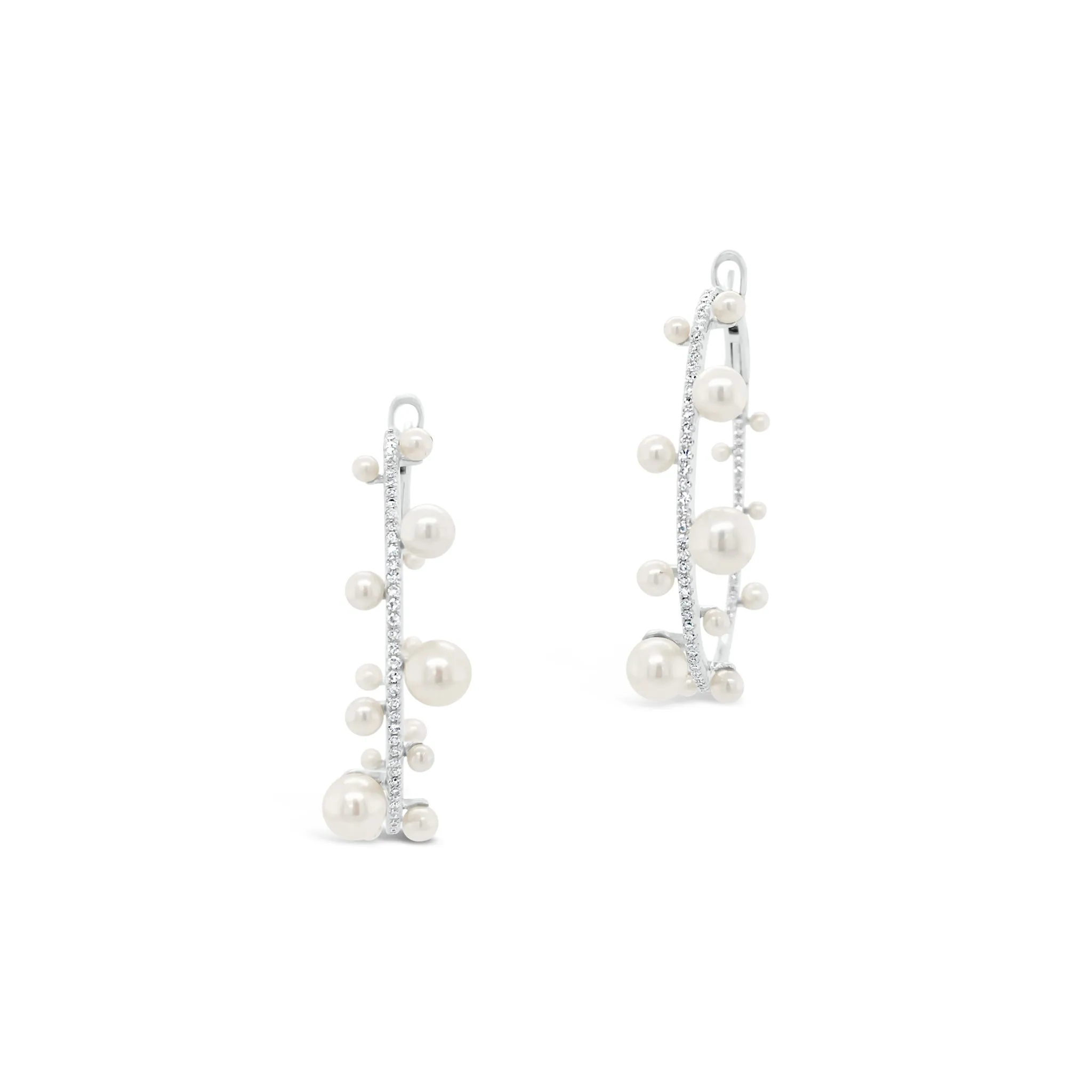 Pearl & Diamond Hoop Earrings