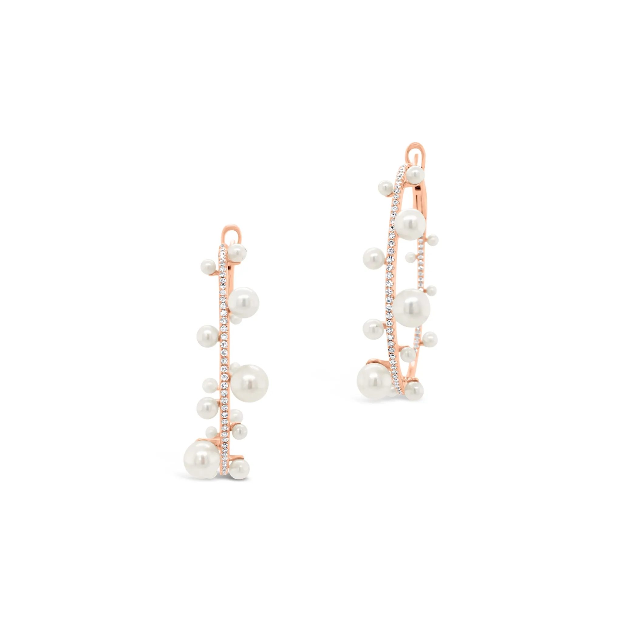 Pearl & Diamond Hoop Earrings