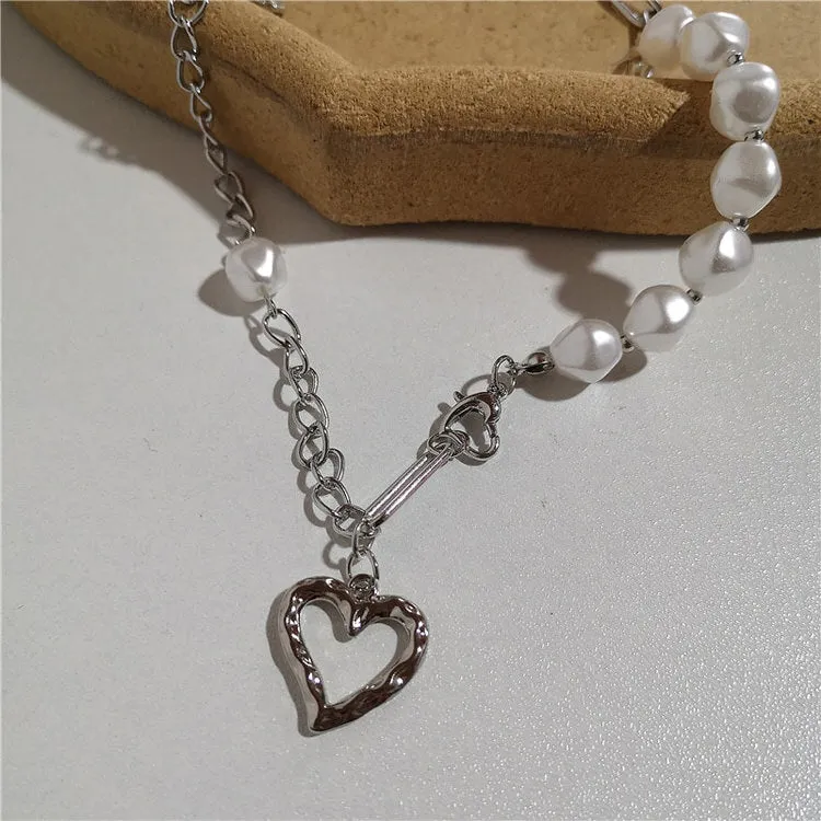 Pearl Asymmetric Heart Necklace