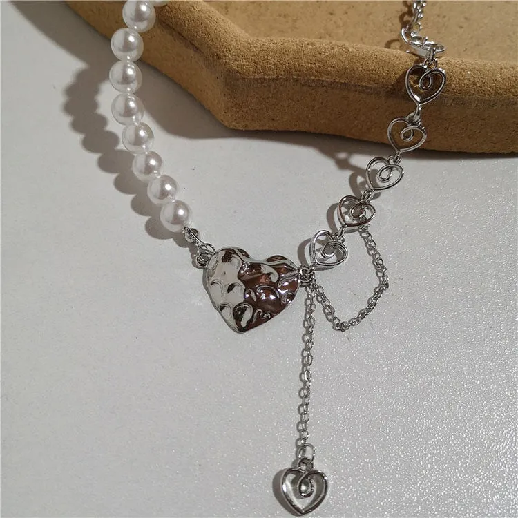 Pearl Asymmetric Heart Necklace